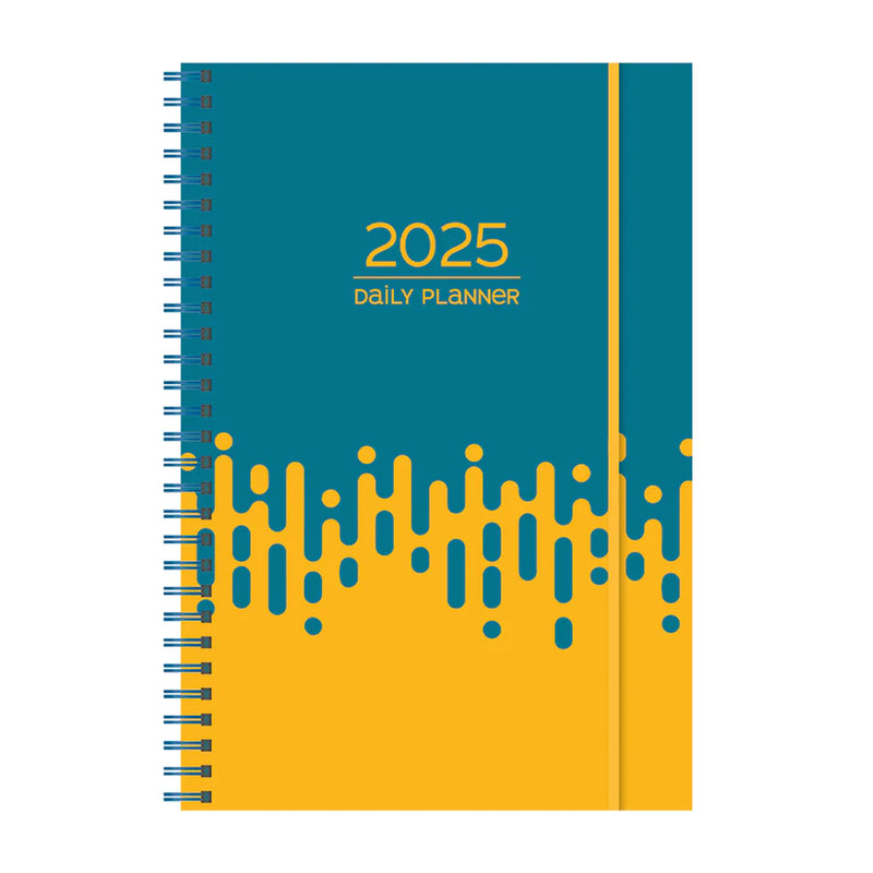 A5 Daily Planner 2025 Teal Rain